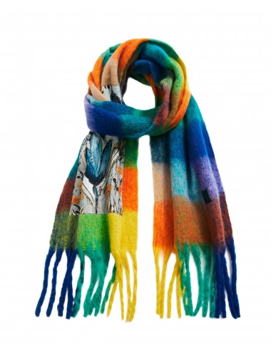 Desigual Women's Scarf- Fringed Mohair-Rainbow Color