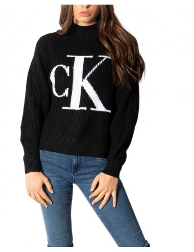 Calvin Klein Jeans Women's Knitwear-Logo Print-Black