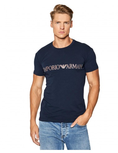 Emporio Armani Men's T-Shirt Logo Print-Blue