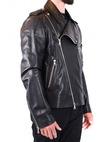 Balmain Men's Leather Jacket Black