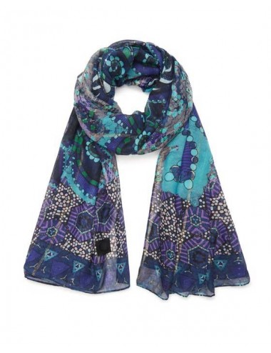 Desigual Women's Scarf-Hand Painted-Blue