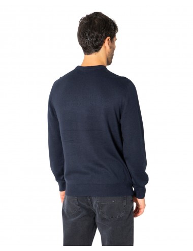 Armani Exchange Men's Knitwear-Logo Print-Blue