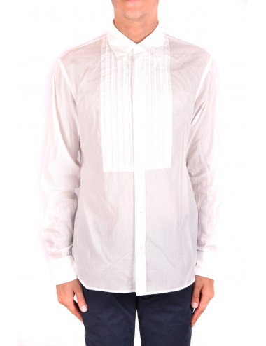 Burberry Men's Shirts-Long Sleeves-Pleated-White