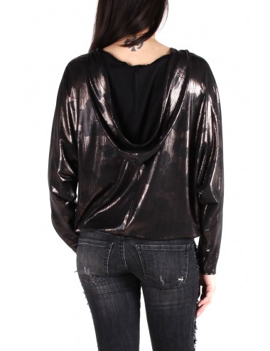 Sexy Woman - Hooded Long Sleeve - Glossy Effect Blouse