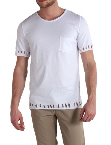 Absolut Joy Men's T-Shirts Tattered detail-White