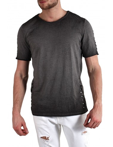 Absolut Joy Men's T-Shirt tattered Detail-Grey